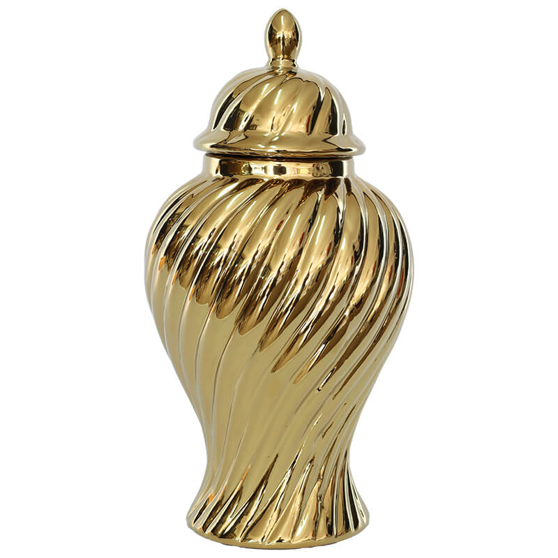 Gold Swirl Ginger Jar with Lid – 40cm